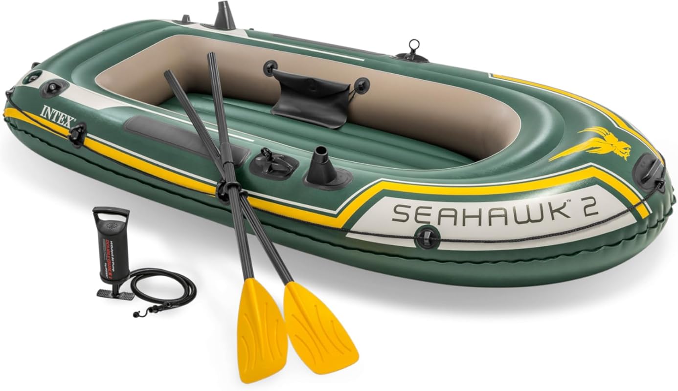 INTEX Seahawk Inflatable Boat Set with Aluminum Oars, High-Output Pump