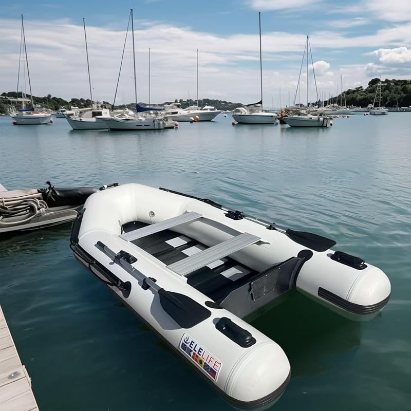10ft Portable Inflatable Boat for 3 People with Aluminum Floor, 3 Air 