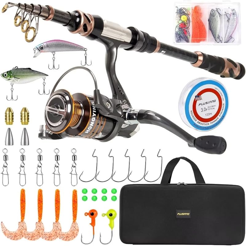 PLUSINNO Telescopic Fishing Rod Combo
