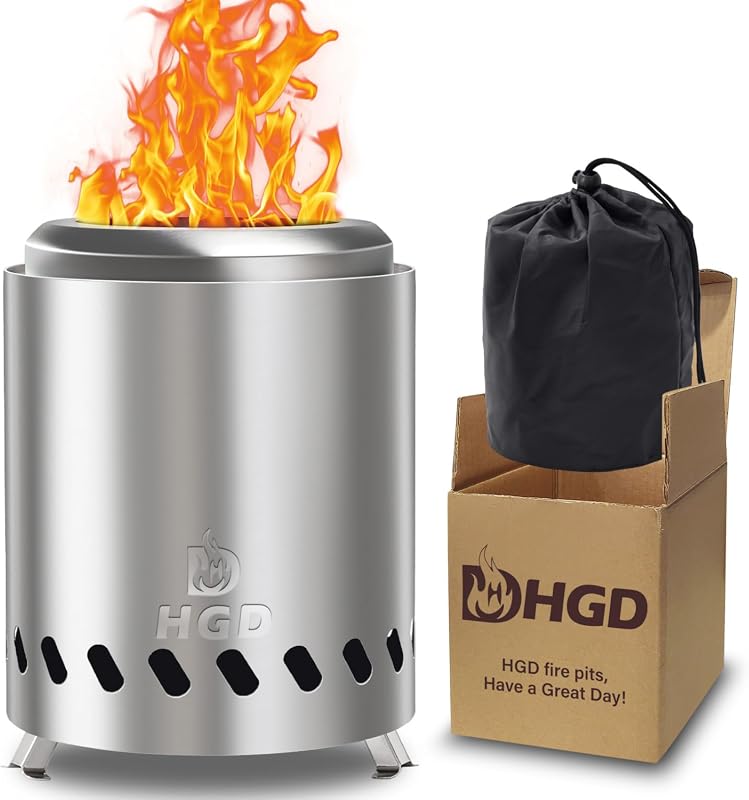 HGD Smokeless Tabletop Fire Pit for Outdoor Camping, Backyard Patio, a